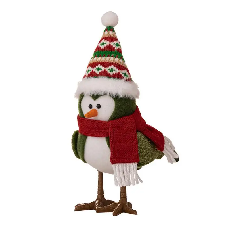 Светеща декорация на птици с плюшен шал Празнична Led птица орнамент плетена плюшена птица за коледна украса за многократна употреба