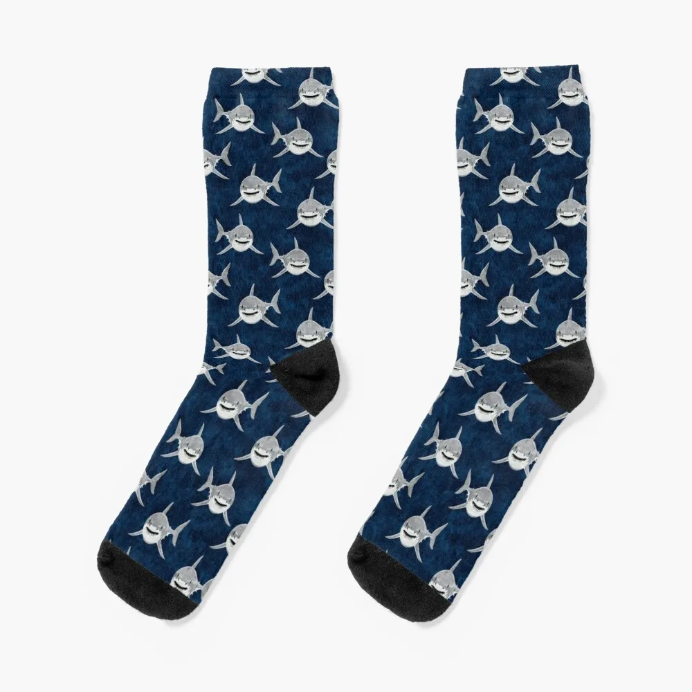 Акули! - тъмно синьо Чорапи ярка жартиера луксозен сняг модерен Момче чорапи Дамски