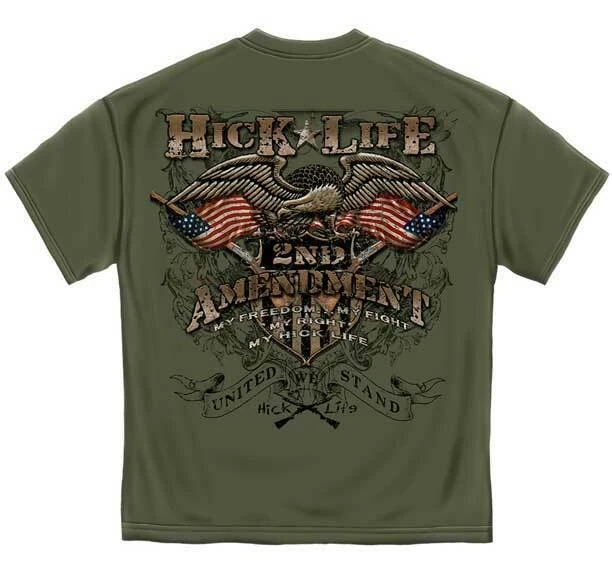 2-ра Втора поправка Hick Life Eagle Американски знамена Патриотична тениска RN2307