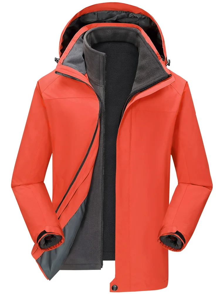 GAAJ Марка 3-в-1 Качулка яке мъже,Водоустойчив зимен руно тенденция връхни дрехи,топли палта къмпинг лов туризъм риболов ветробран