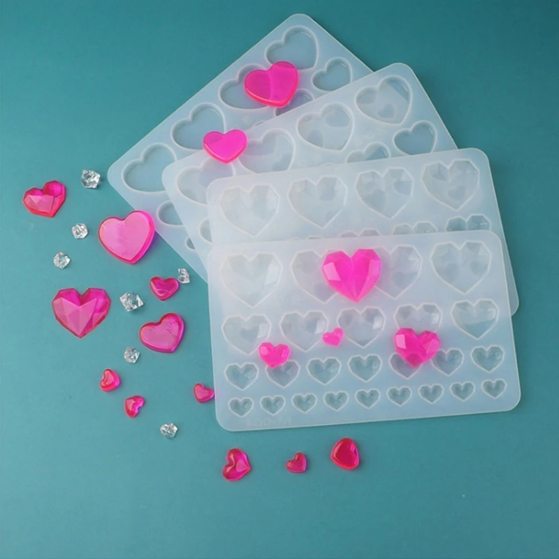 2Pcs силиконова смола любов завеса форми диаманти сърце ключодържател мухъл DIY висулка дропшипинг
