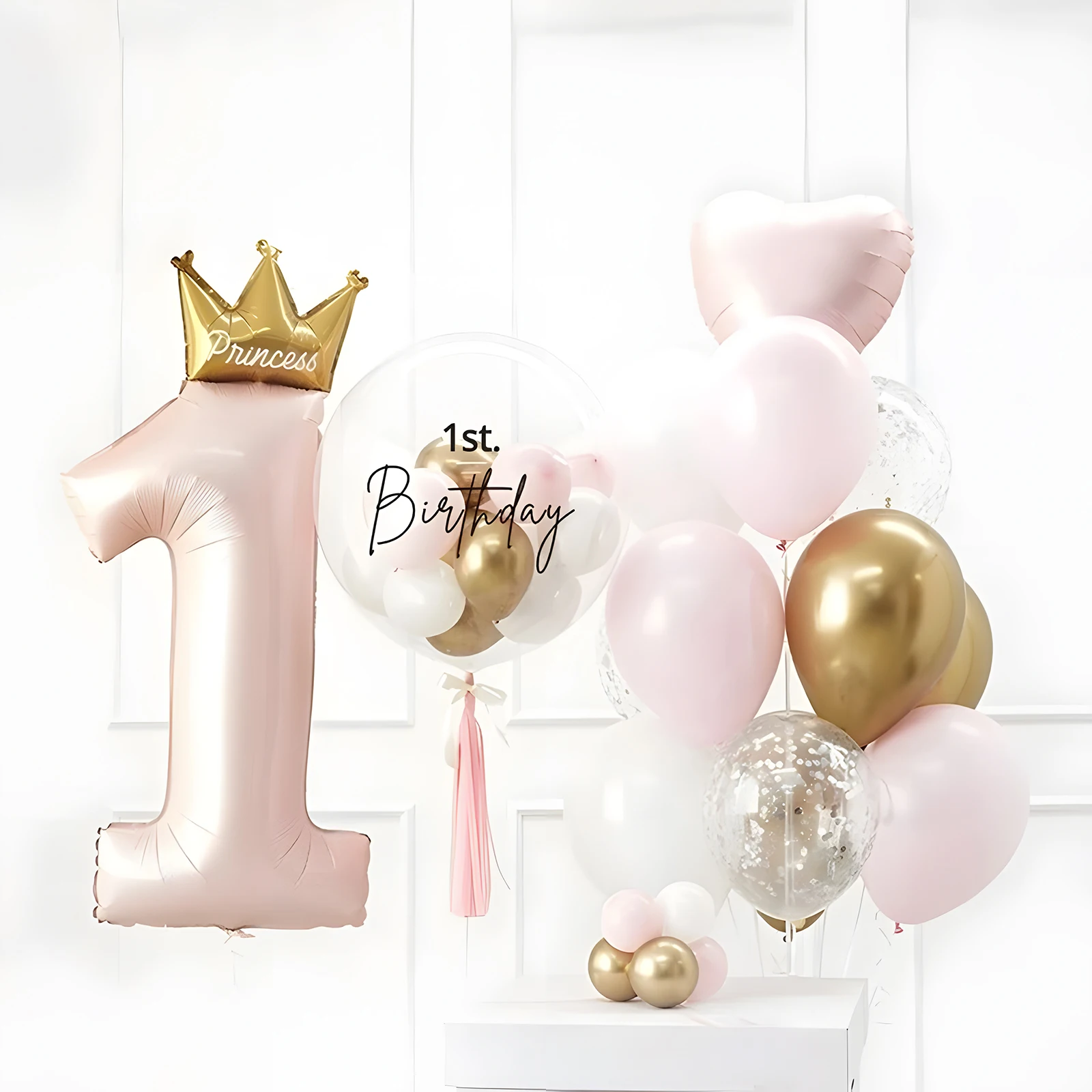 40inch Принцеса корона номер фолио балони 1-ви рожден ден декорации Детски момиче момче бебе първата една година годишнина доставки