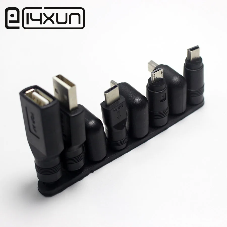 1set Често използван USB комплект 5.5 * 2.1mm женски жак към мини / микро / тип-C / USB 2.0 мъжки щепсел DC захранващ адаптер