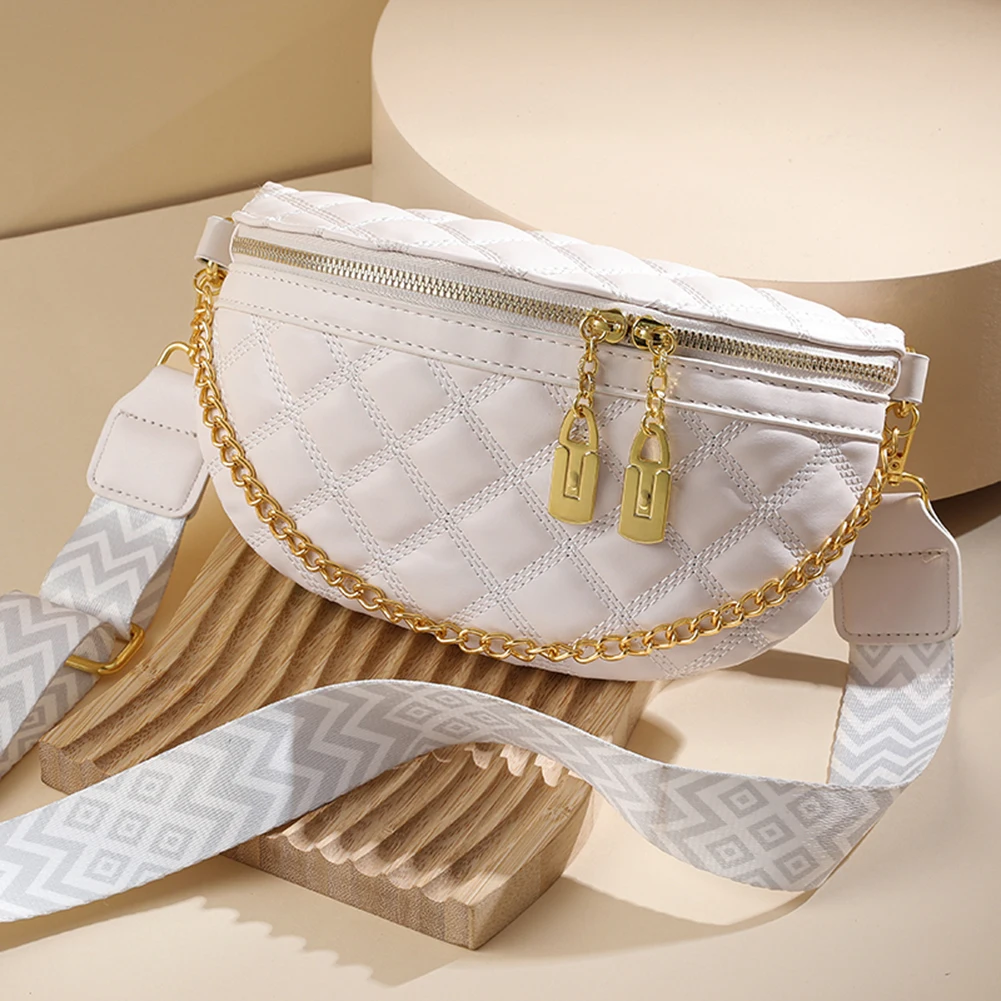 Жените Crossbody чанта луксозен дизайнер PU рамо чанта регулируема каишка талията пакет прост женски пътник чанта за офис пътуване