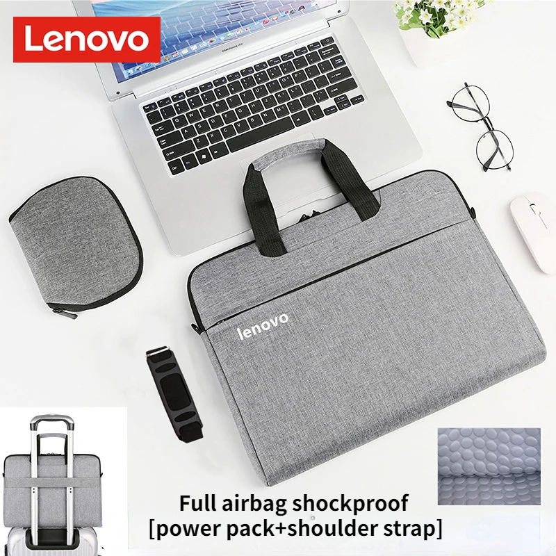 Lenovo Единична рамо офис лаптоп чанта 14.15.16 инча преносими надраскване устойчиви пръски доказателство вентилация сив плат мъже чанта