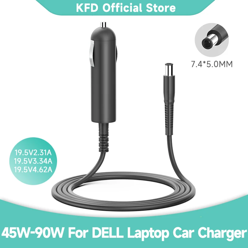 KFD 45W 65W 90W За Dell лаптоп DC зарядно за кола захранващ адаптер19.5V3.34A 19.5V4.62A N4050 D800 D610 D620 E5530 E5400 E6400 E6500