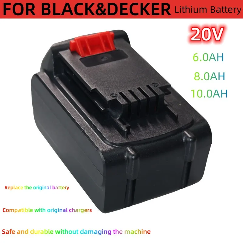  6.0Ah / 8.0Ah / 10.0Ah Подмяна на батерията за Black&Decker 20V литиева батерия Max LB20 LBX20 LB2X4020-OPE LST220 Безжично захранване