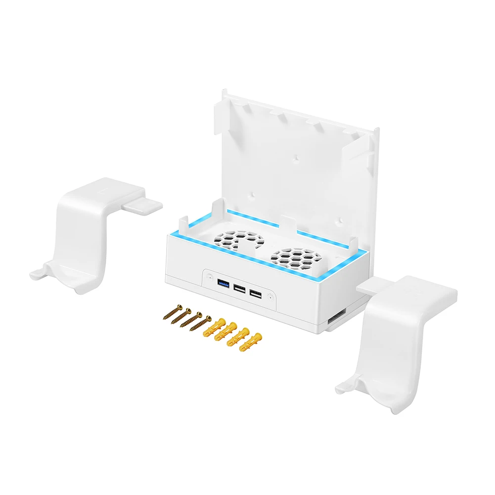 Dock Mount Supporter Охлаждаща база 7 режима на осветление за XBOX Series S стенен вентилатор за охлаждане Стойка за игра Дръжка за съхранение